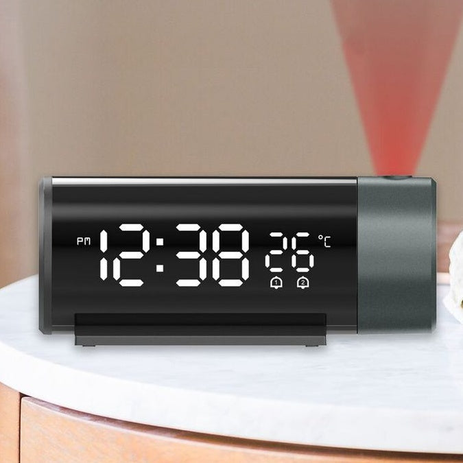 USB Charging Electronic Projection Dual Alarm Clock