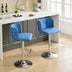 Blue Swivel Barstools Set of 2 - Adjustable Height, Chrome Base, Tufted PU Leather - Minihomy