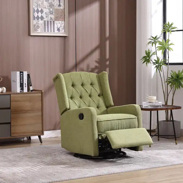 Rocking Recliner Chair with Swivel - 360° Nursery Glider, Modern Home Theater Seat (Ovive Green)