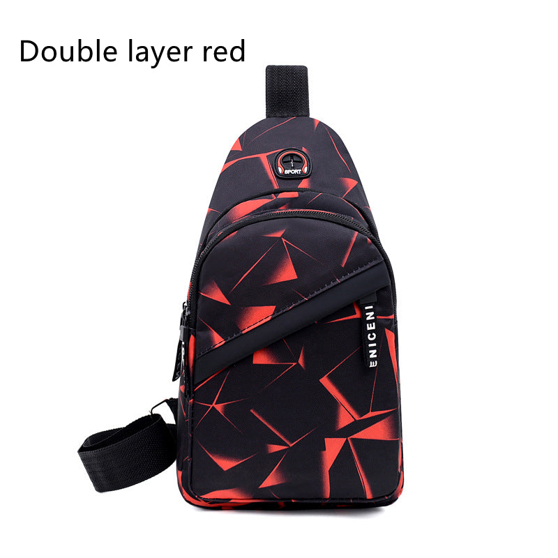 Print Sling Chest Bag For Men Crossbody Bag With Earphone Hole Design