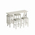 5-Piece Beige Dining Table Set with Power Outlets & Upholstered Stools - Easy Assembly - Minihomy