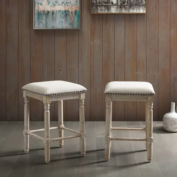 Tan Upholstered Counter Height Stools (Set of 2) - Arnhem Wood