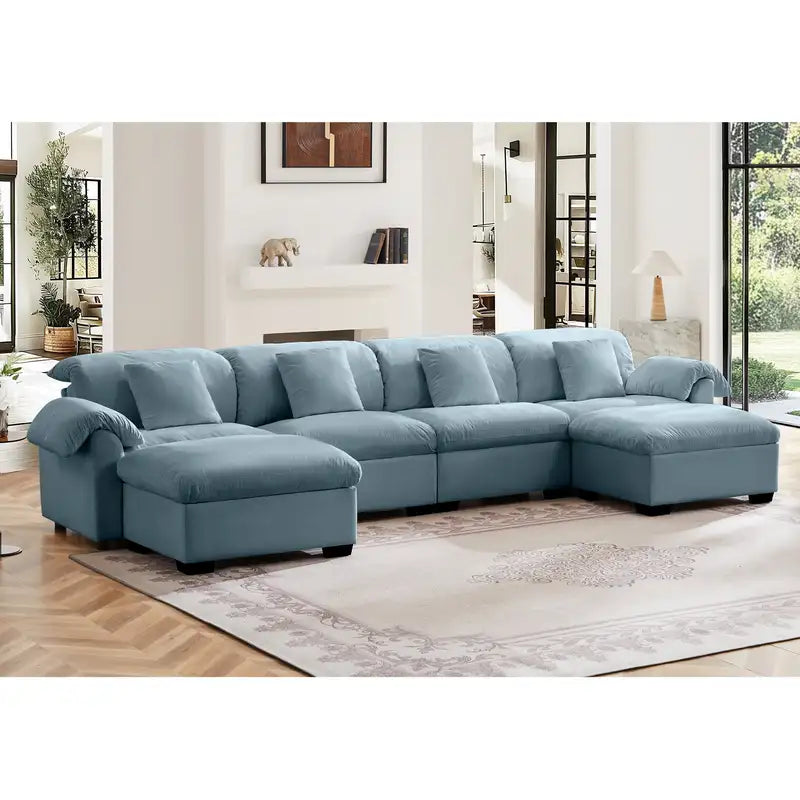 Oversized Velvet U-Shaped Sectional Sofa with Storage