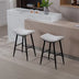 Modern Linen Bar Stools Set of 2, Armless Counter Height, Beige Gray & Pale Blue - Minihomy