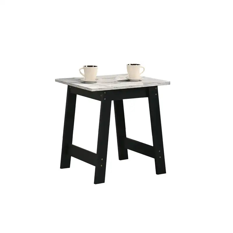 Kenzo Black End Table - 19" Faux Marble Top