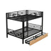 Full Size Metal Convertible Bunk Bed with 2 Drawers - Black - Minihomy