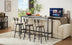 Industrial Bar Table Set with 3 Stools, Rustic Gray & Black, 63"L Kitchen Breakfast Table - Minihomy