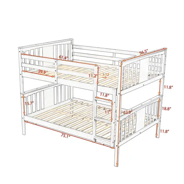 Full Over Full Bunk Bed with Ladder - Espresso - Guest Room Furniture - Minihomy