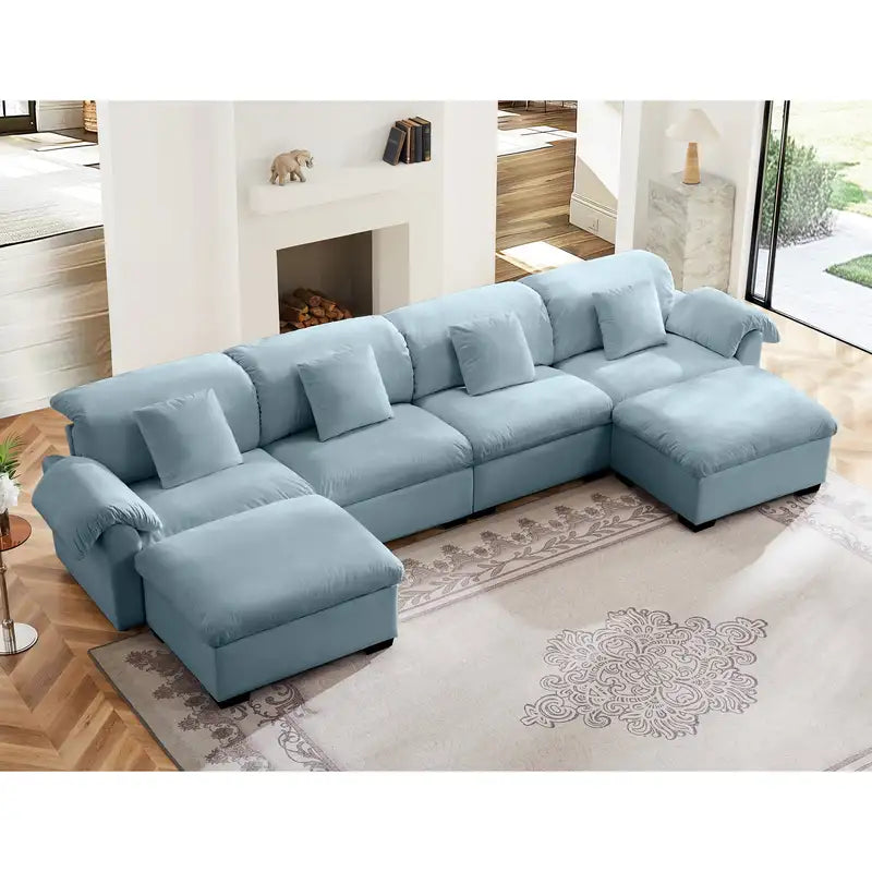 Oversized Velvet U-Shaped Sectional Sofa with Storage