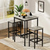 Industrial Bar Table Set with 2 Chairs, Square Bar Table & Stools, Rustic Gray & Black, Space Saving for Kitchen, Living Room, Banquet Hall - Minihomy