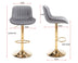 Adjustable Bar Stools Set of 2, Grey Velvet & Gold Legs, Swivel Chrome Base - Minihomy