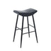 Counter Height Bar Stools Set of 2 - PU Upholstered, Black, with Footrest - Minihomy