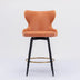 Modern Bar Stools, Set of 2, Swivel, Orange Leatherette, Gold Nailhead Trim - Minihomy