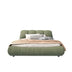 King Size Upholstered Platform Bed with Oversized Padded Backrest - Green - Minihomy