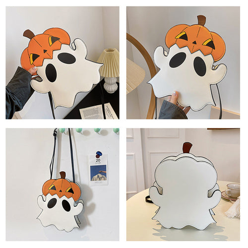 Halloween Shoulder Bags - Creative 3D Cartoon Pumpkin Ghost Design Cute Bags for Women