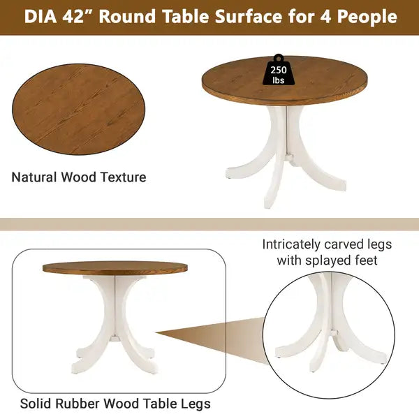 Mid-Century Round Dining Table for Small Spaces - Walnut Wood, TOPMAX - Minihomy