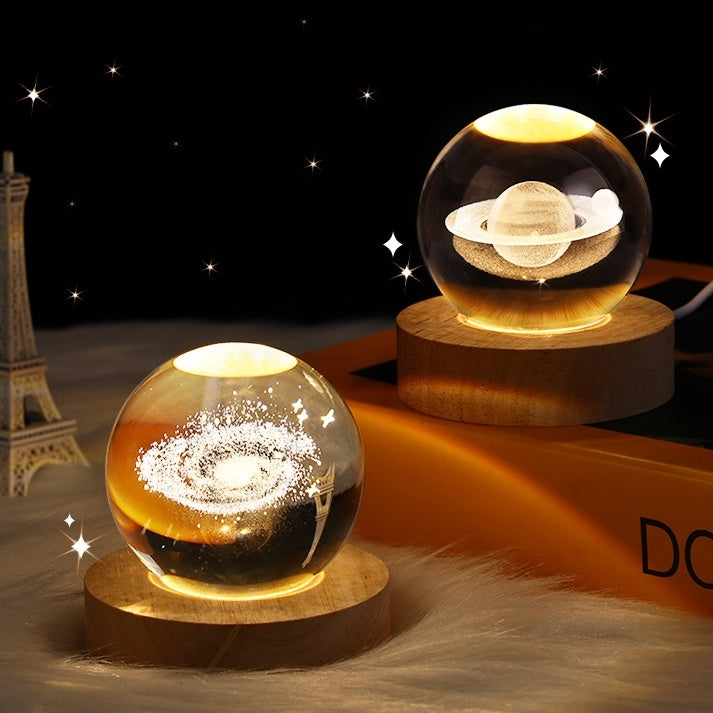 Moon & Planets Crystal Ball Night Light Projector - Creative Gift - Minihomy