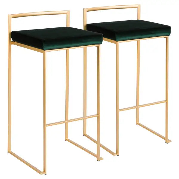 LumiSource Gold Velvet Barstools - Set of 2 - Contemporary Glam