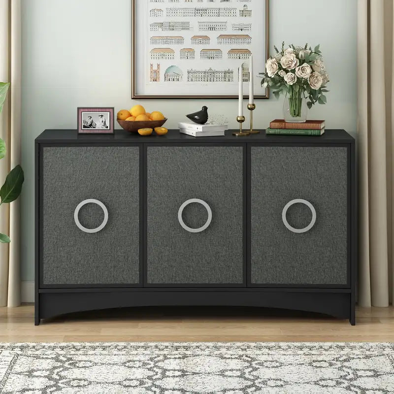 Curved Storage Cabinet: 3 Doors, Adjustable Shelves, Hallway, Entryway, Living Room