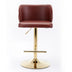 A&A Furniture Swivel Barstools | Adjustable Height, PU Leather, Tufted Back, Wine Red, Set of 2 - Minihomy