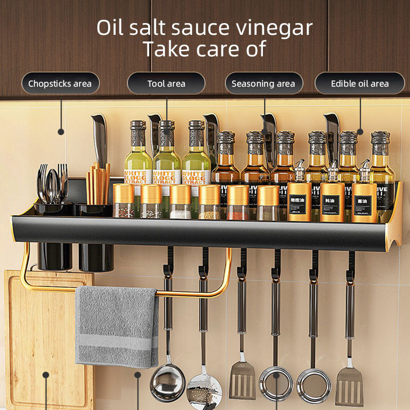 Fashionable Kitchen Shelf Wall-mounted Punch-free Multifunctional - Minihomy