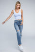 2-Way Neckline Washed Ribbed Cropped Tank Top - Minihomy