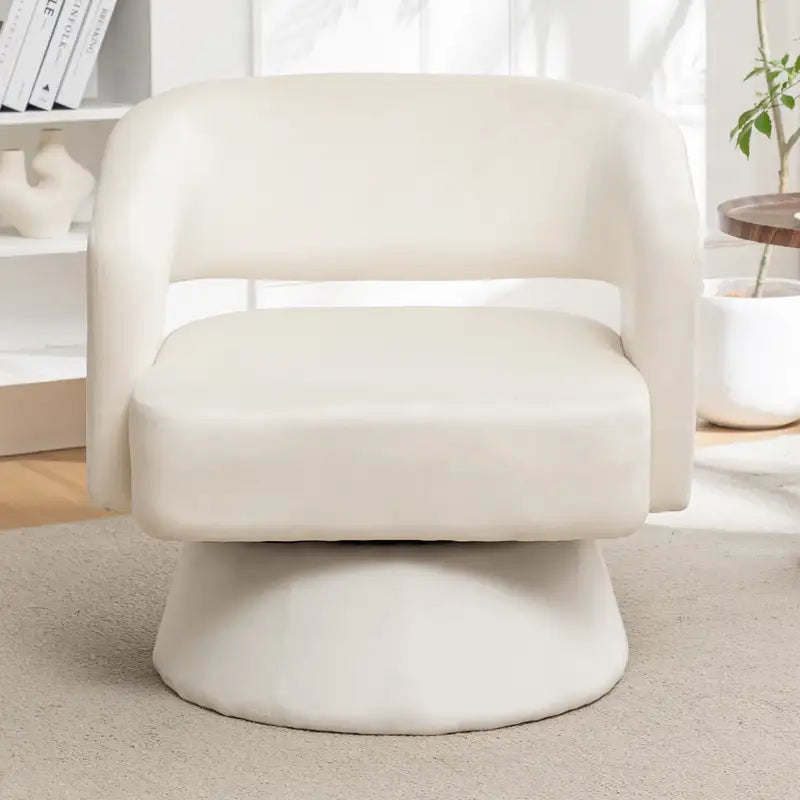 Velvet Swivel Barrel Chair - 360° Accent Armchair for Living Room