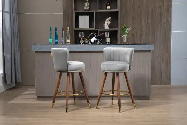 COOLMORE Bar Stools (Set of 2) - Solid Wood, 26" Counter Height