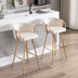 26 Inch Velvet Bar Stools Set of 2, Chrome Base & Footrest, Golden Legs, Cream - Minihomy