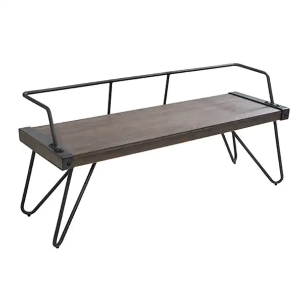 LumiSource Stefani Industrial Bench - Antique & Walnut Finish