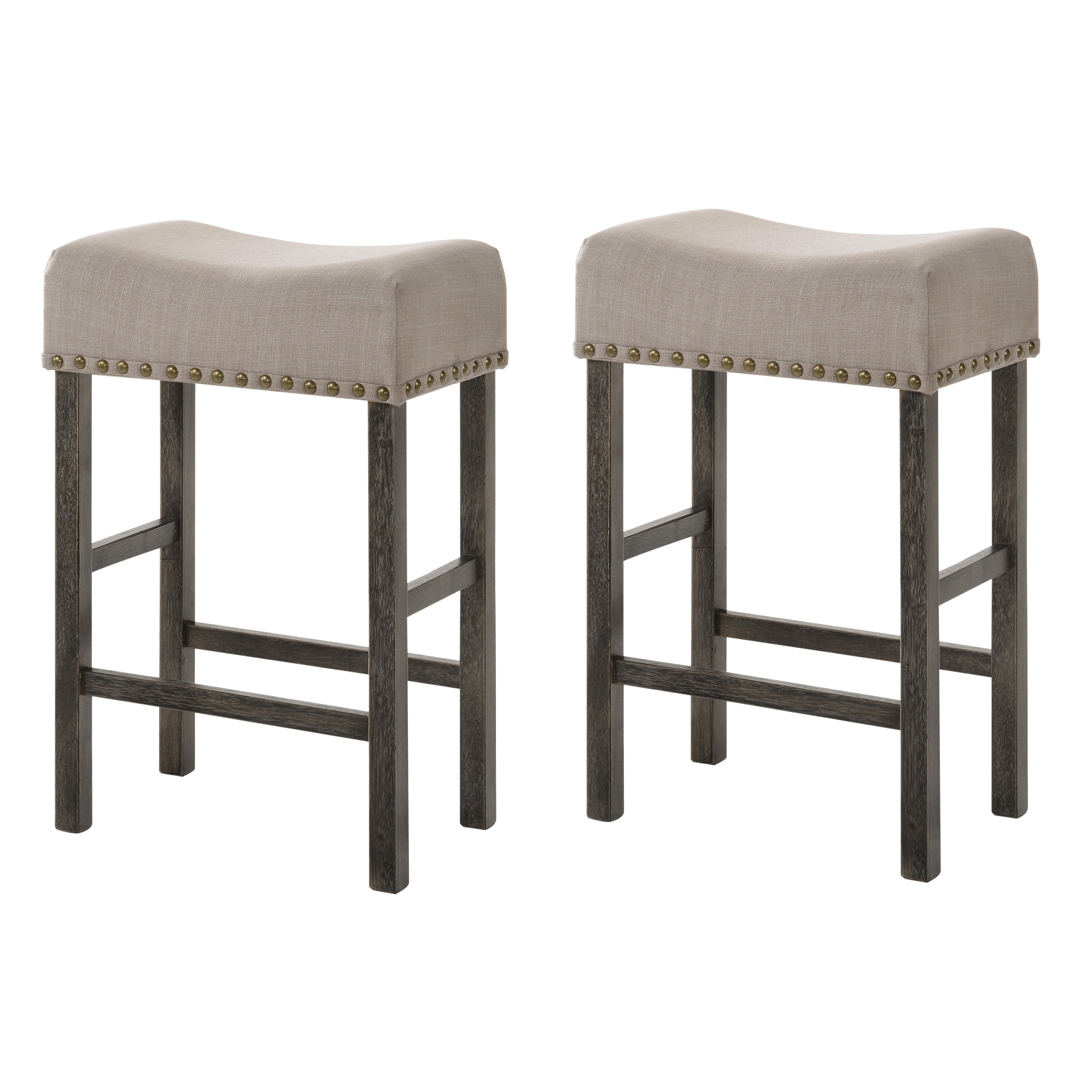 Tan & Weathered Grey Counter Height Bar Stools (Set of 2)