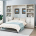 Full Size Murphy Bed with Storage - Self-Closing, Rustic White, Space-Saving for Guest Room, Home Office - Minihomy