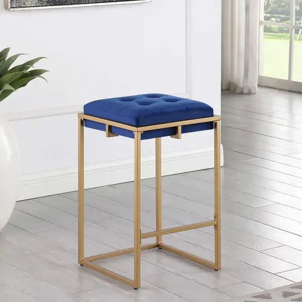 Blue & Gold Square Counter Stools (2-Pack)