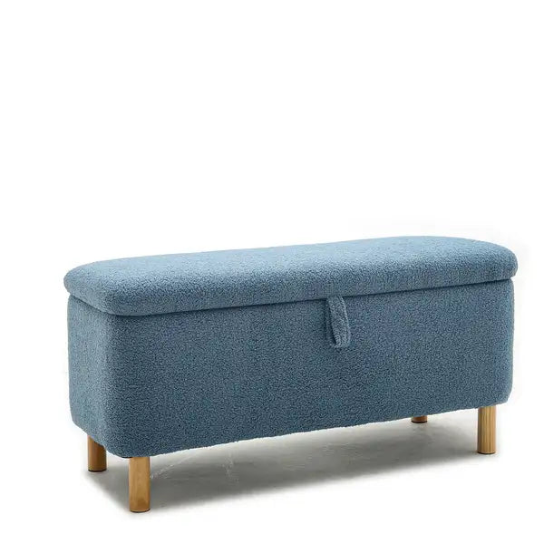 Blue Upholstered Storage Ottoman & Bench - Entryway Furniture