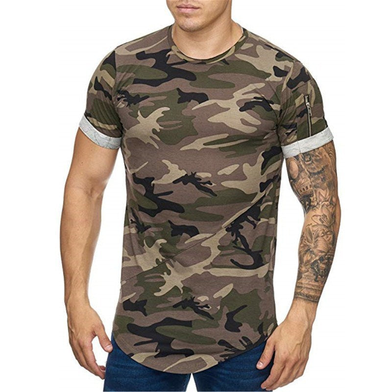 Men's T-shirt Camouflage Gradient Printing Casual Men's Short Sleeve T-shirt