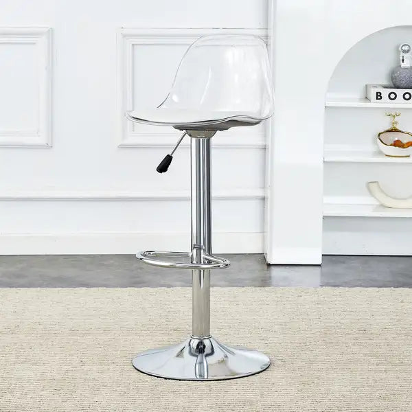 Modern Bar Stools Set of 2 | Swivel & Adjustable Height | PU Seats & PET Backrest - Bar, Restaurant, Counter Seating - Minihomy