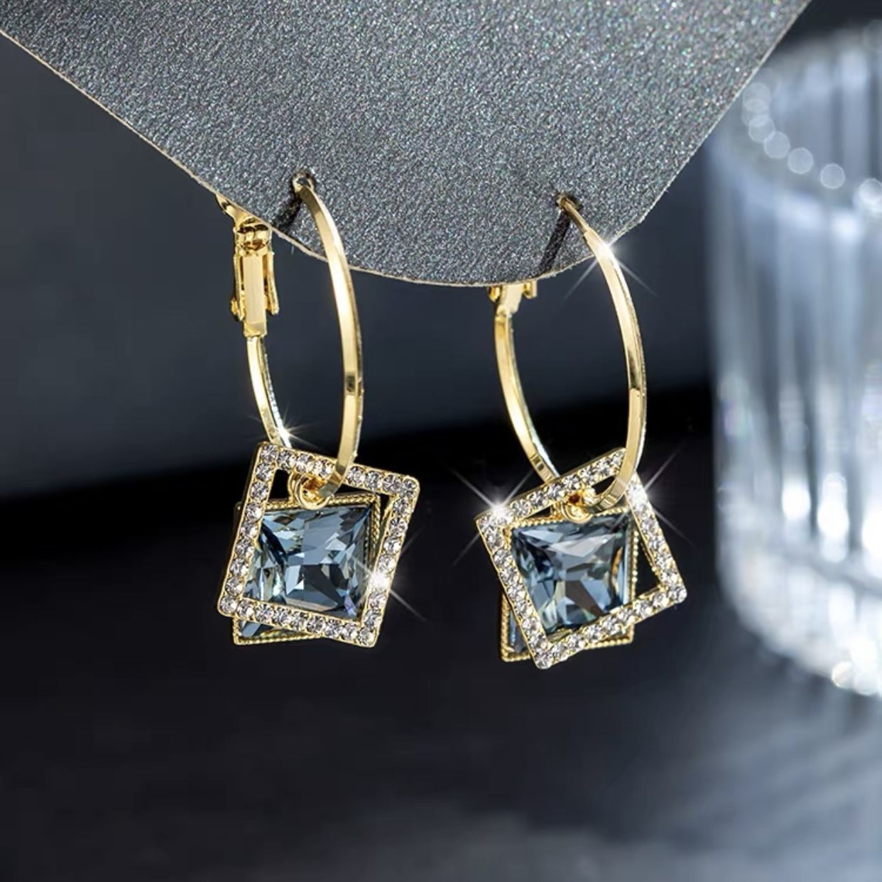 New Fashion Square Earrings Special-interest Design Inlaid Zircon Women: Elevate Your Style - Minihomy