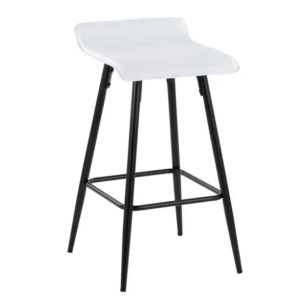 LumiSource Ale Black Steel & White Faux Leather Counter Stools (Set of 2)