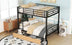 Full Size Metal Convertible Bunk Bed with 2 Drawers - Black - Minihomy