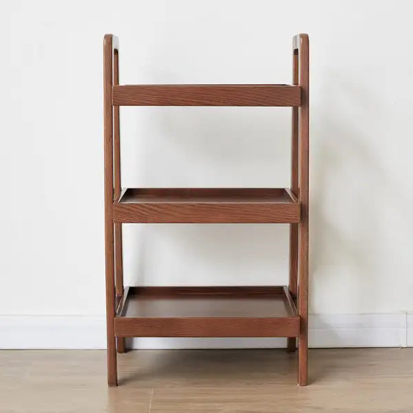 3-Tier Oak Shoe Rack & Storage Bench - Walnut Finish