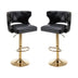 Black Leather Bar Stools with Back & Footrest - Counter Height Dining Chairs (Set of 2) - Minihomy