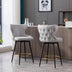 2-Pack Light Gray Modern Bar Stools, 25" Counter Height, Swivel, Tufted Gold Nailhead Trim, Metal Legs - Minihomy