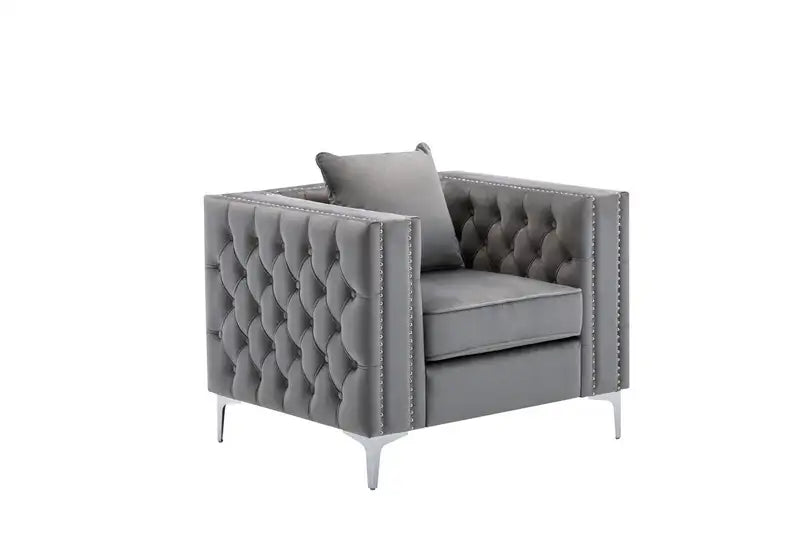 Lorretto 40" Gray Velvet Accent Chair