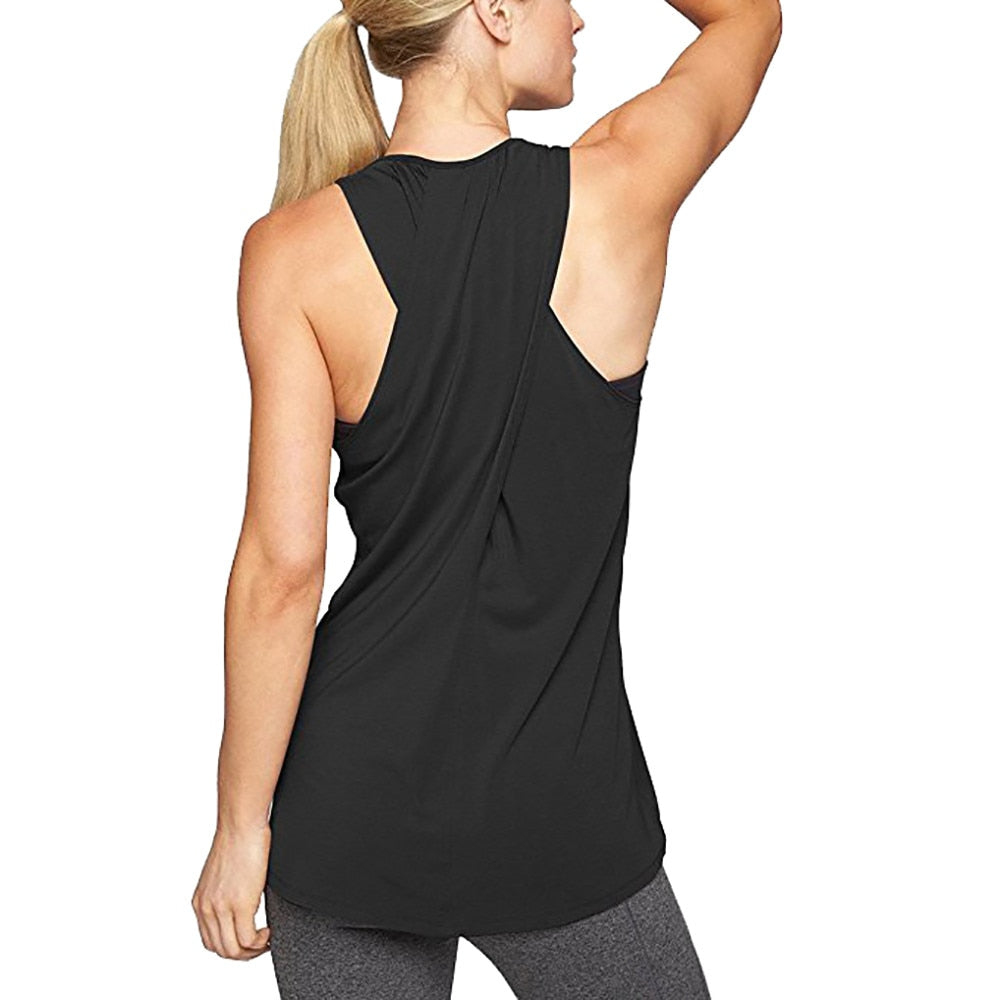 Yoga Shirt Active-Tank-Top Sports-Vest Racerback Gym Fitness Workout Sleeveless