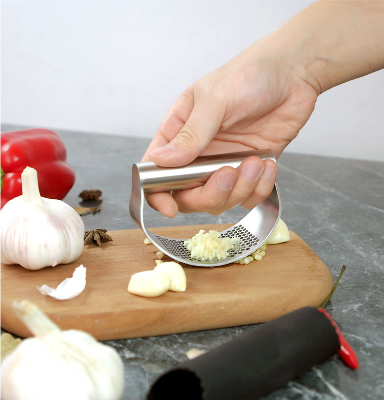 Upgraded Stainless Steel Garlic Press Squeezer - Manual Garlic Ginger Rocker Crusher - Kitchen Gadgets