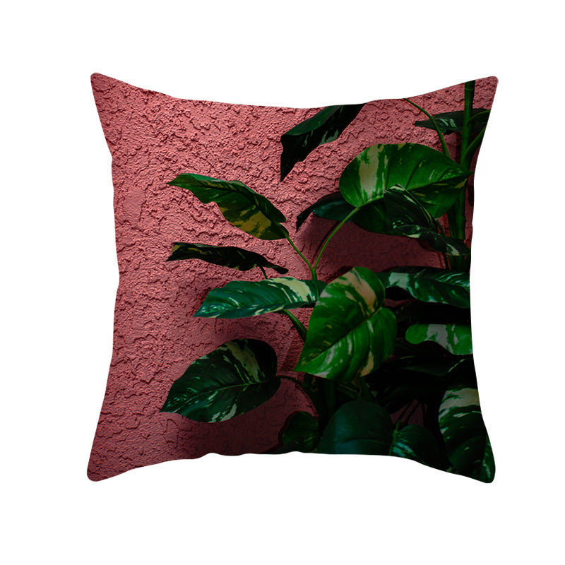 Light Tropical Plants Home Decor Peach Skin Fleece Pillowcase