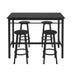 Black 5-Piece Rural Kitchen Table Set with Bar Stools - Metal Frame & MDF - Minihomy