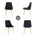 Black Velvet Dining Chairs Set of 4 - Modern, Gold Metal Legs, Home Bedroom Stool - Minihomy