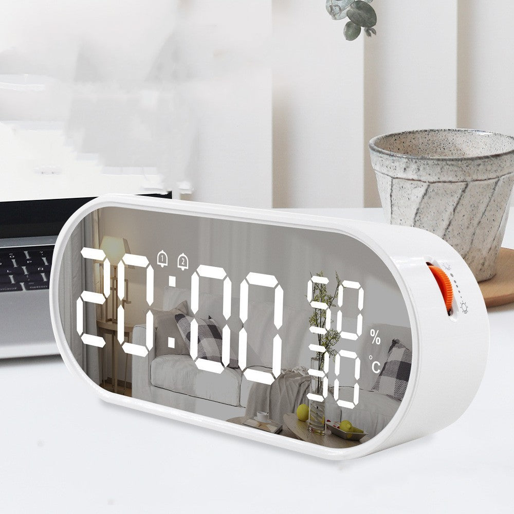 LED Alarm Clock Mirror Touch Temperature And Humidity Electronic Clock