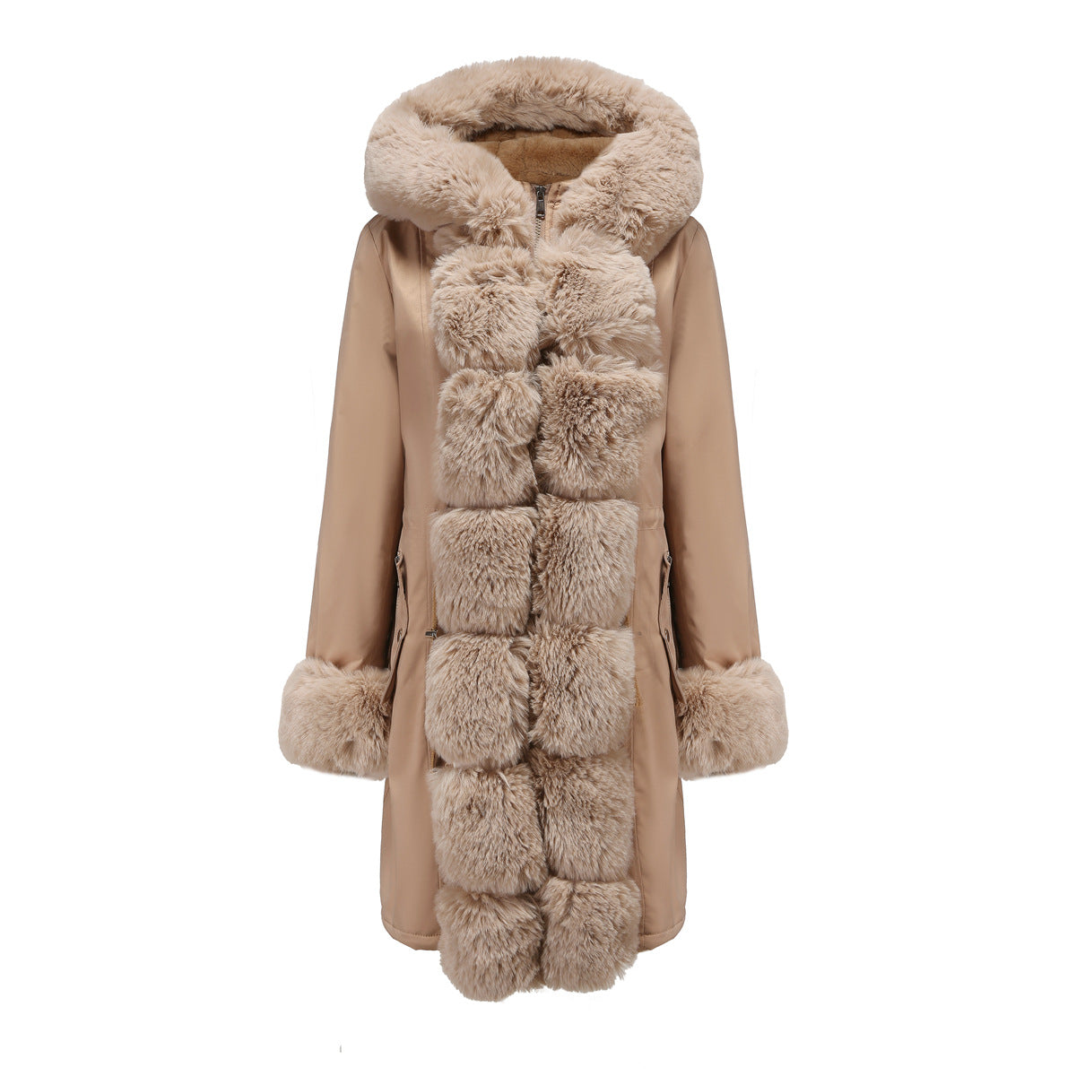 Women's Cotton-padded Coat Detachable Fur Collar Mid-length Long Sleeve Parka
